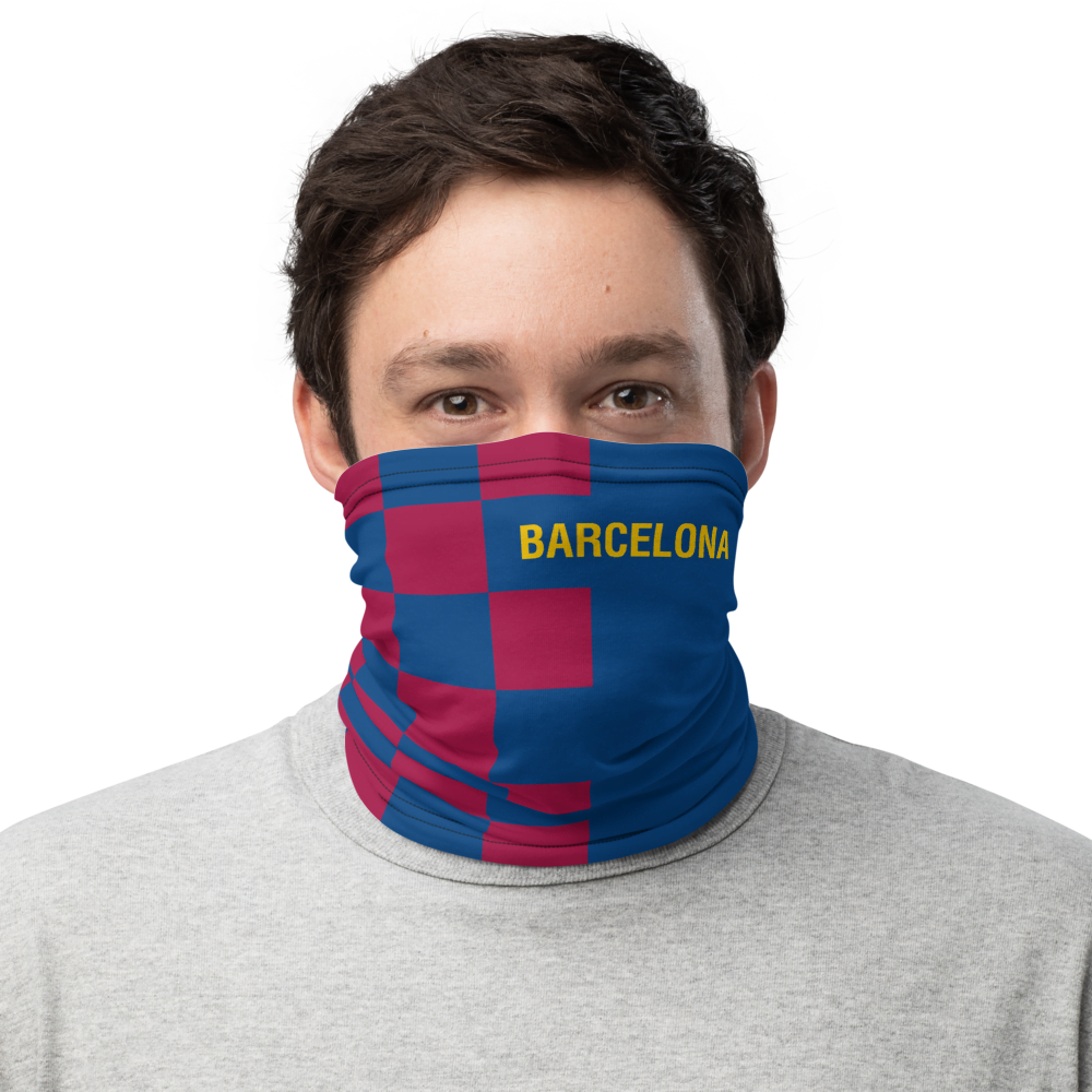 Barcelona Home Check Gaiter Face Mask ICONIKIT Shop Classic Soccer Designs